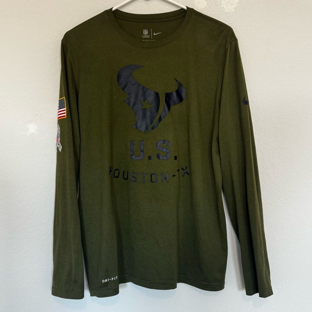 Houston Texans Mens Medium NFL Football‎ Salute To Service Nike Tee Long Sleeve